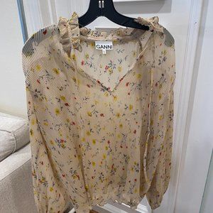 GANNI Floral Blouse (Retail: $300)